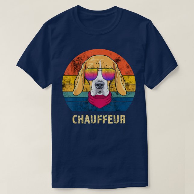 Beagle Chauffeur Retro Circle Dog Owner Sunglasses T-Shirt (Design Front)