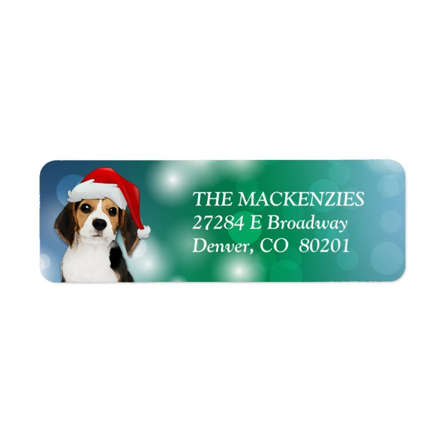 Beagle Chien Santa Hat Adresse de retour Étiquette (Devant)