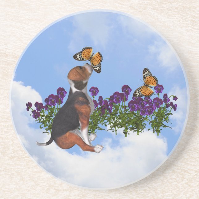 Beagle Chiot Papillons Dessous de verre animal (Devant)