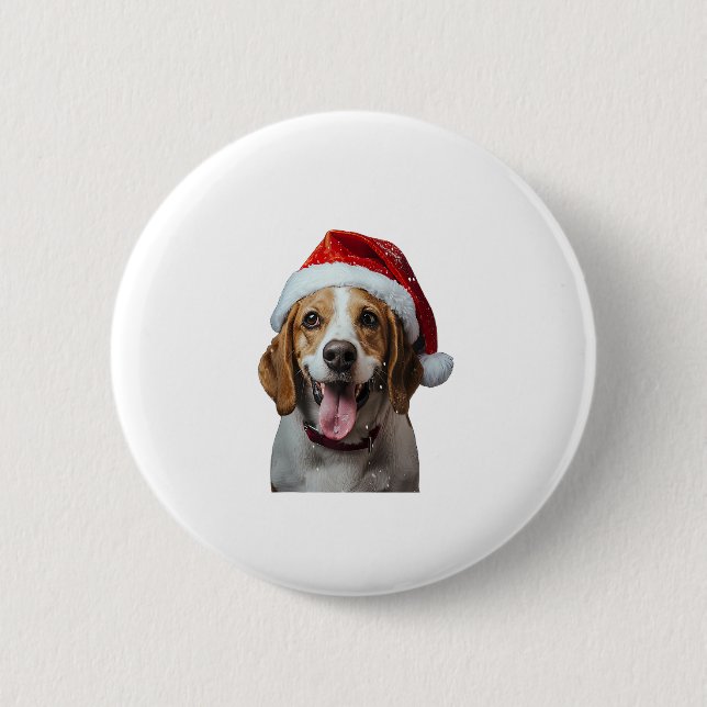 Beagle Christmas  2 Inch Round Button (Front)