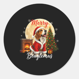 Beagle Christmas Beagle Costume Beagle Xmas Merry  Classic Round Sticker