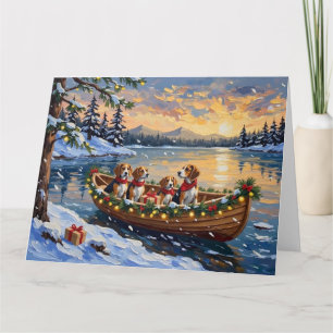Beagle Christmas Boat Holiday Card