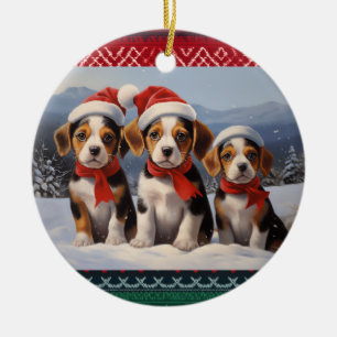 Beagle Christmas Ceramic Ornament