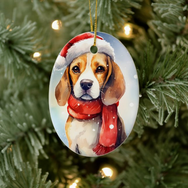 Beagle Christmas Ceramic Ornament (Tree)