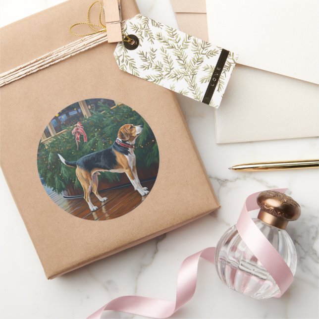 Beagle Christmas Cruise: Pawsome Holiday Delight Classic Round Sticker (Gifting)