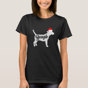 Beagle Christmas Cute Santa Hat Beagle Dog T-Shirt