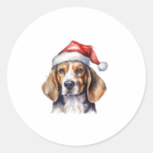 Beagle Christmas Dog  Classic Round Sticker