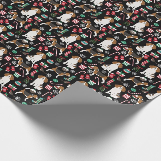 Beagle Christmas Dog gift wrap (Corner)