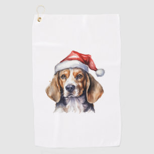 Beagle Christmas Dog  Golf Towel