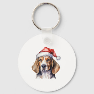 Beagle Christmas Dog Keychain