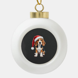 Beagle Christmas Dog Long Sleeve T-Shirt Ceramic Ball Christmas Ornament