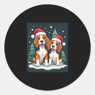 Beagle Christmas Dog Owner Xmas Holiday Pajama Lon Classic Round Sticker