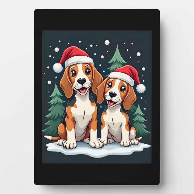 Beagle Christmas Dog Owner Xmas Holiday Pajama Lon Plaque (Front)