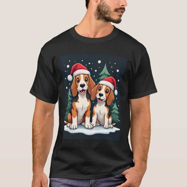 Beagle Christmas Dog Owner Xmas Holiday Pajama Lon T-Shirt (Front)