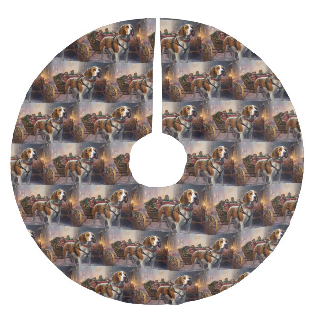 Beagle Christmas Festive Season  Brushed Polyester Tree Skirt (Front)