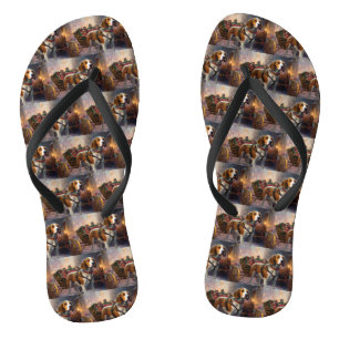 Beagle Christmas Festive Season  Flip Flops