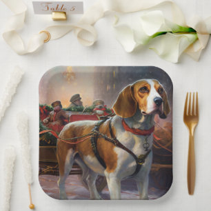 Beagle Christmas Festive Season Paper Plate