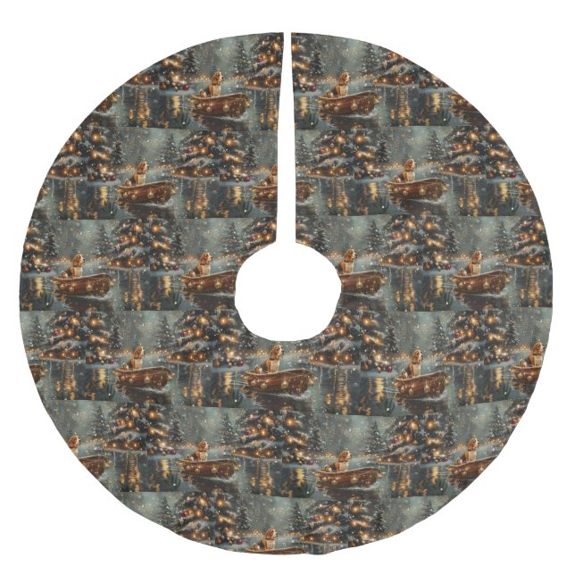Beagle Christmas Festive Voyage Brushed Polyester Tree Skirt (Front)