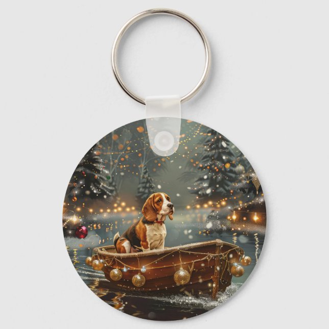 Beagle Christmas Festive Voyage Keychain (Front)