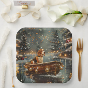 Beagle Christmas Festive Voyage Paper Plate