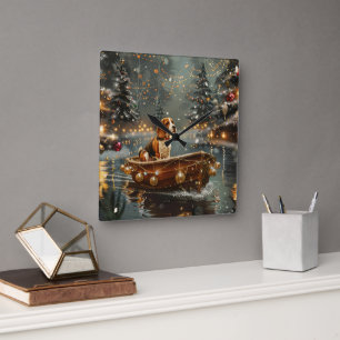 Beagle Christmas Festive Voyage Square Wall Clock
