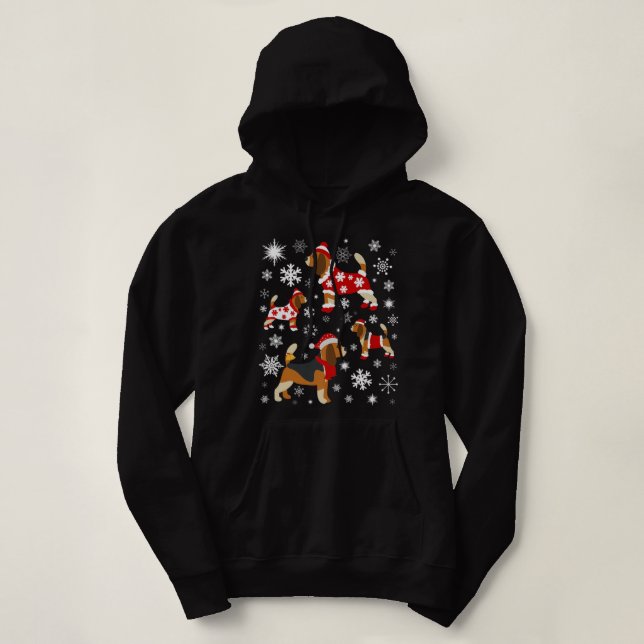 Beagle Christmas For Beagle Lovers Premium  Hoodie (Design Front)