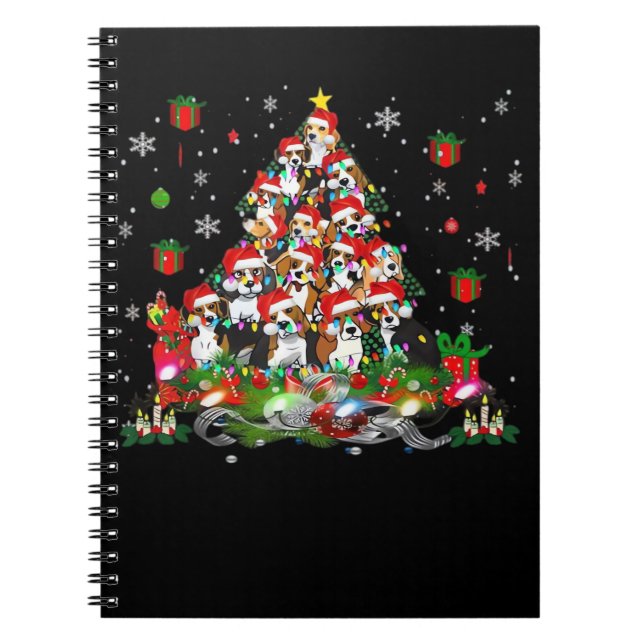 Beagle Christmas Funny Tees Beagle Xmas Tree Dog E Notebook (Front)