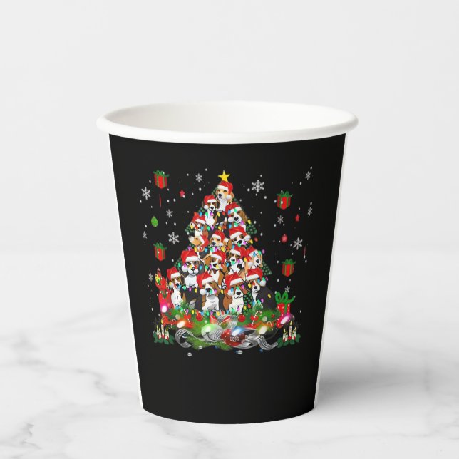 Beagle Christmas Funny Tees Beagle Xmas Tree Dog E Paper Cups (Front)
