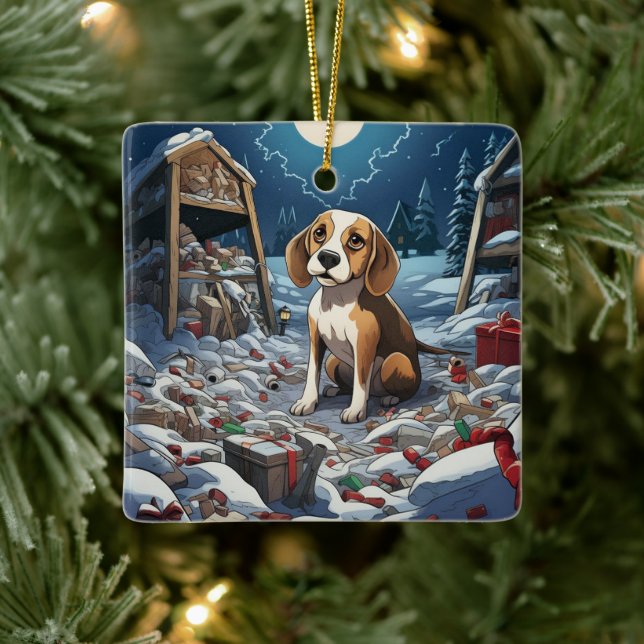 Beagle Christmas, Gift for Beagle Dog Lover Ceramic Ornament (Tree)