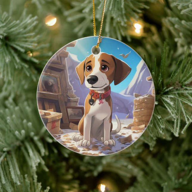 Beagle Christmas, Gift for Beagle Dog Lover Ceramic Ornament (Tree)