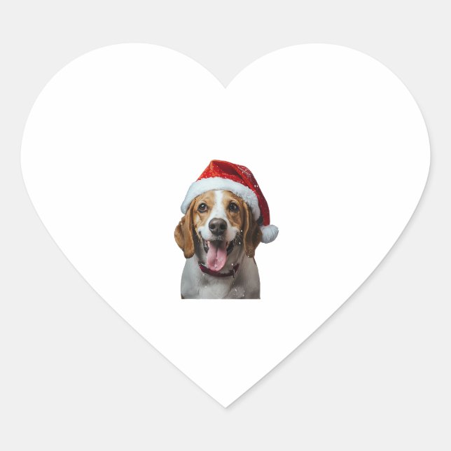 Beagle Christmas  Heart Sticker (Front)