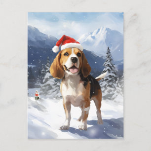 Beagle Christmas Holiday Postcard
