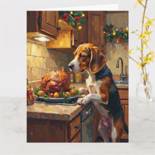Beagle Christmas Kitchen Counter Sniffer Card