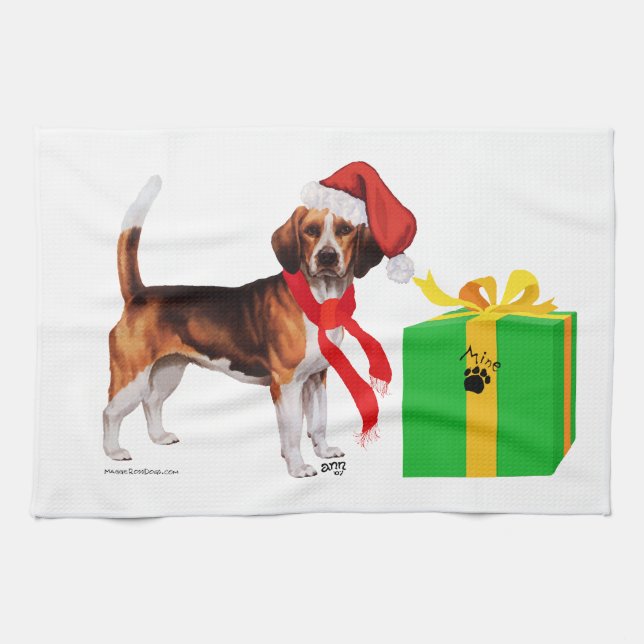 Beagle Christmas Kitchen Towel (Horizontal)
