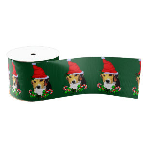 Beagle Christmas Merry Grosgrain Ribbon