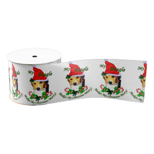 Beagle Christmas Merry Grosgrain Ribbon
