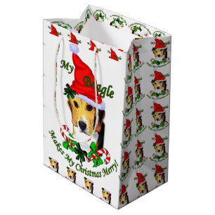 Beagle Christmas Merry Medium Gift Bag