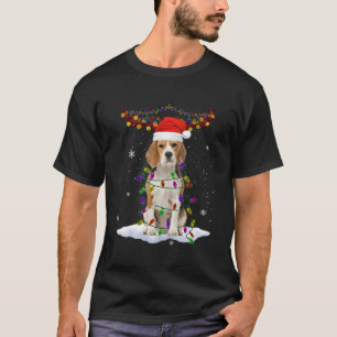 Beagle Christmas Reindeer Lights Dog T-Shirt