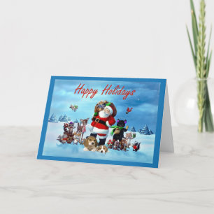Beagle Christmas Santa and Animals Greeting Card