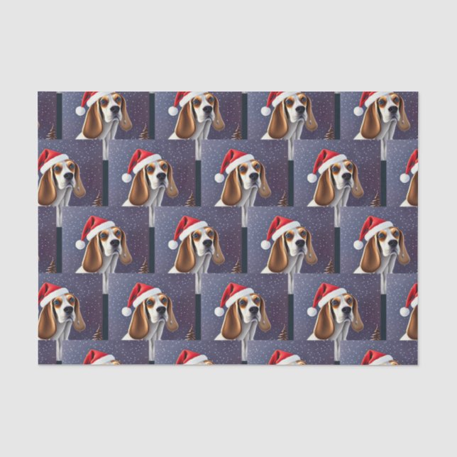 Beagle Christmas Santa  Tissue Paper (Front)