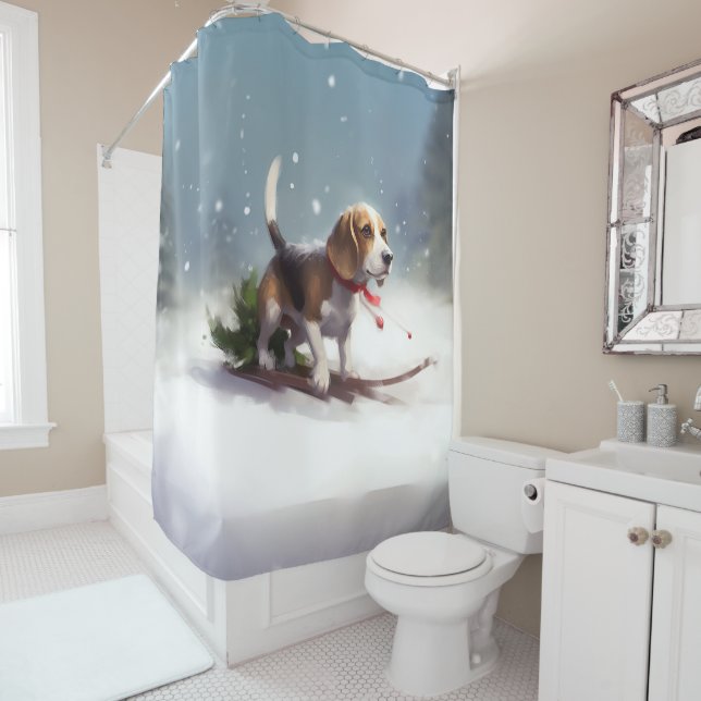 Beagle Christmas snow winter (In Situ)