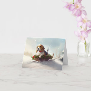 Beagle Christmas snow winter  Card
