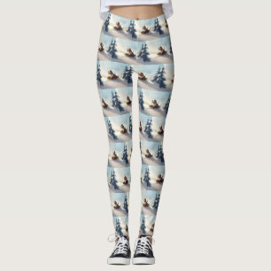 Beagle Christmas snow winter  Leggings
