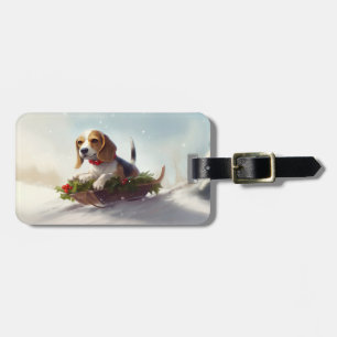 Beagle Christmas snow winter  Luggage Tag