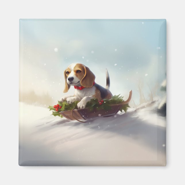 Beagle Christmas snow winter  Magnet (Front)