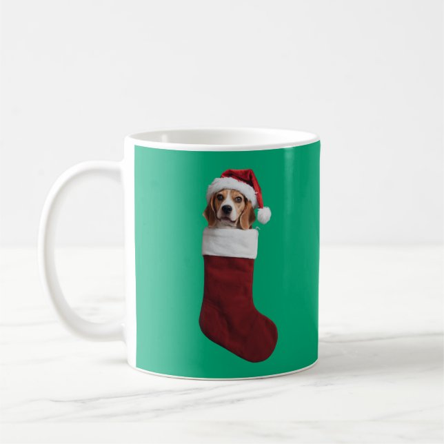 Beagle Christmas Stocking Coffee Mug (Left)