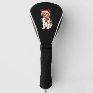 Beagle Christmas Tee Reindeer Christmas Lights Golf Head Cover
