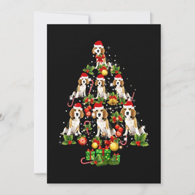 Beagle Christmas Tree  Beagle Dog Love Xmas Gift Announcement (Front)