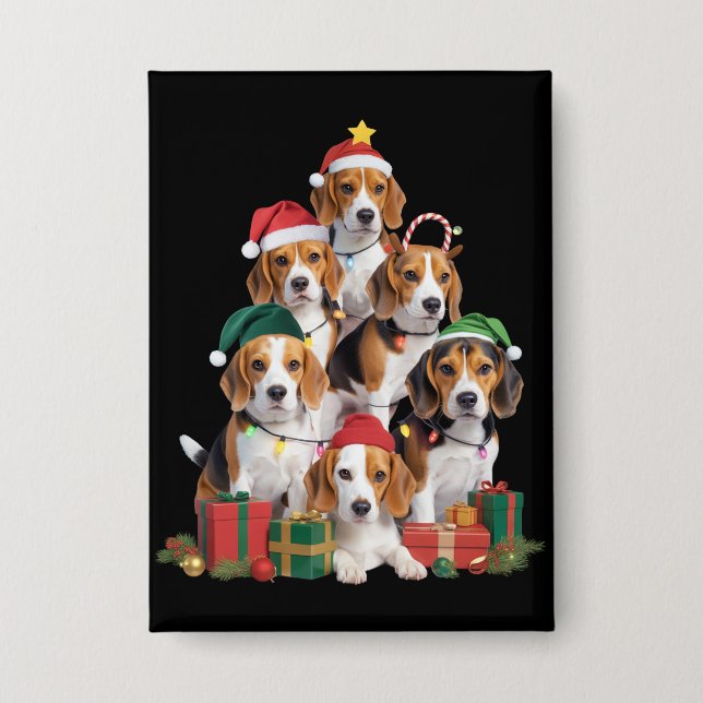 Beagle Christmas Tree With Santa Hat Dog Mom Dogs  (Front)