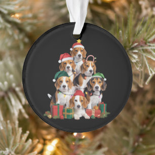 Beagle Christmas Tree With Santa Hat Dog Mom Dogs  Ornament